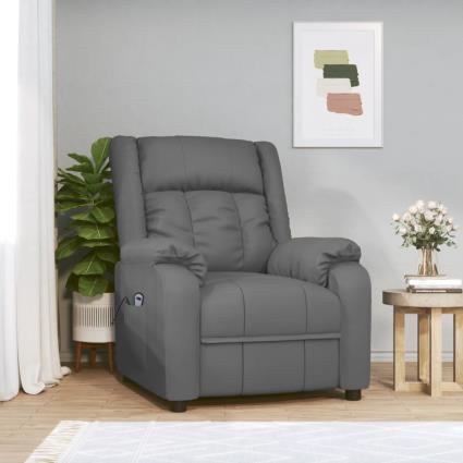 vidaXL Poltrona reclinável elétrica couro artificial cinzento