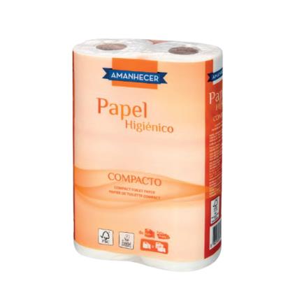 Papel Higiénico Compacto Folha Dupla 6=12rolos Amanhecer