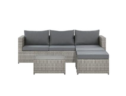 Conjunto de Relax BELIANI (74 x 215 x 74 - Rattan Sint?tico - Cinzento)