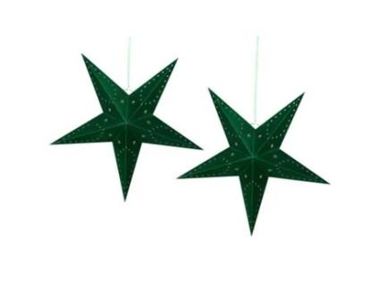 Conjunto de 2 Estrelas de Papel BELIANI Motti (18 x 60 x 60 - Papel - Verde)
