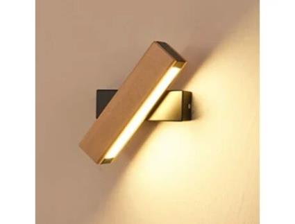 Candeeiro GOECO de Parede Interna de Madeira Luz Led Rotativa de 360 21x4cm