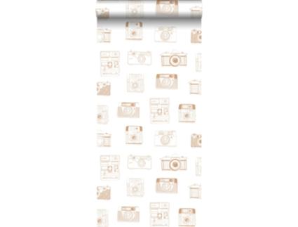 Papel de Parede ESTAHOME (0,53 x 10,05 m - Tecido - Castanho)