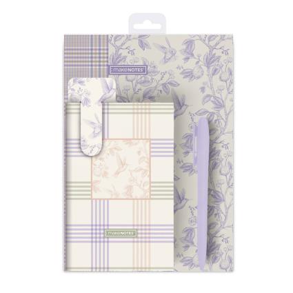 MAKE NOTES Kit Escrita Colibri (Marcador de livros, 1 Caderno Pautado, 1 Caderno Liso, 1 caneta), Lilás