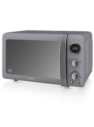Retro Microondas Digitais 20L, 5 Níveis de Potência, Função Descongelamento, Temporizador cinzento UNIQUE