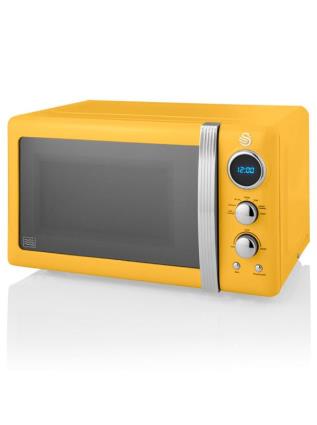 Retro Microondas Digitais 20L, 5 Níveis de Potência, Função Descongelamento, Temporizador amarelo UNIQUE