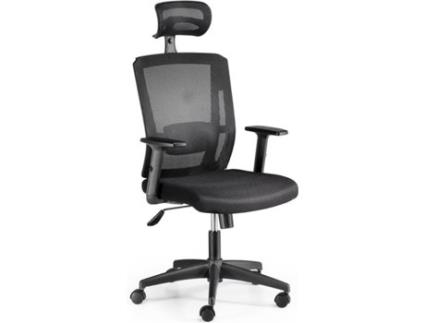 Cadeira de Escritório Executiva  Sofía Preto (Apoio Cabeça - Braços reguláveis - Malha e Tecido)