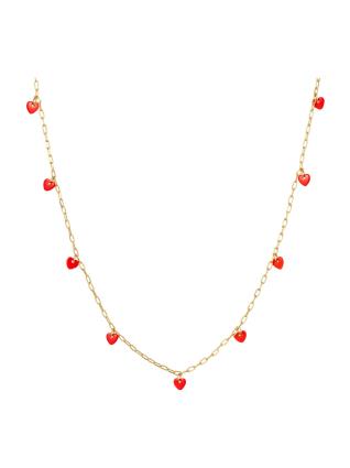 Lulu Copenhagen Colar 'LOVE U'  ouro / vermelho