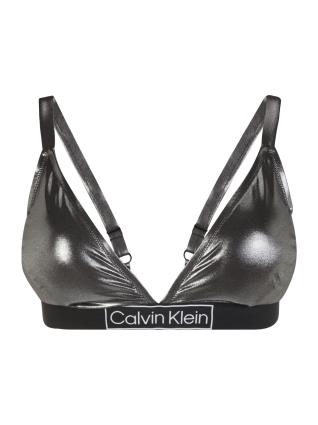 Calvin Klein Swimwear Plus Top de biquíni  cinzento-prateado / preto / branco