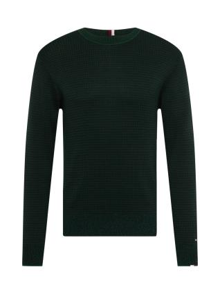 Tommy Hilfiger Tailored Pullover 'HOUNDSTOOTH'  verde escuro / vermelho / branco