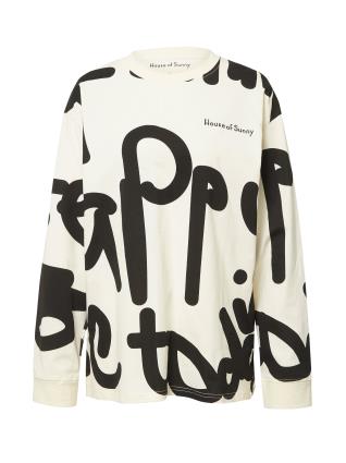 House of Sunny Camisa 'PEN TO PAPER'  ecru / preto