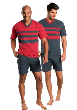 LE JOGGER Pijama curto  cinzento escuro / vermelho