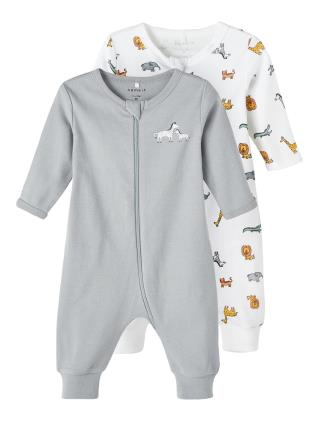 NAME IT Pijama  cinzento escuro / laranja / preto / branco