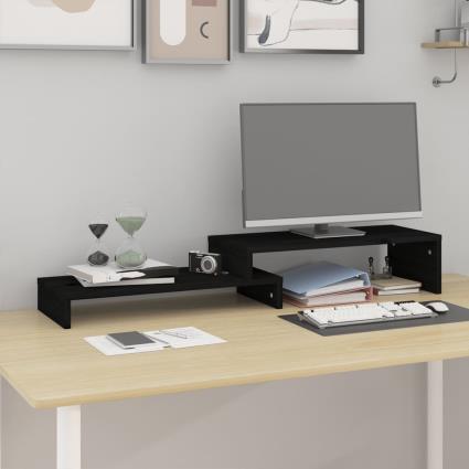 vidaXL Suporte para monitor (52-101)x22x14 cm pinho maciço preto
