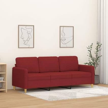 vidaXL Sofá de 3 lugares tecido 180 cm vermelho tinto