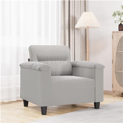 vidaXL Poltrona tecido de microfibra 60 cm cinzento-claro