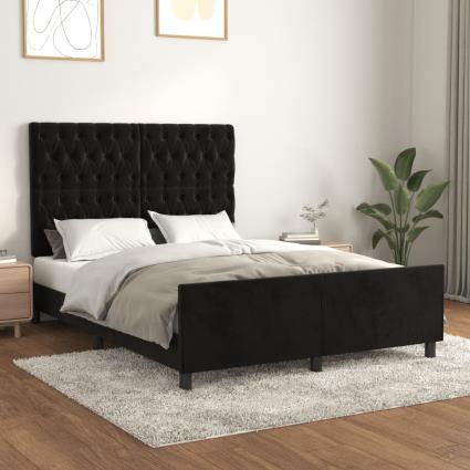vidaXL Estrutura de cama c/ cabeceira 140x190 cm veludo preto