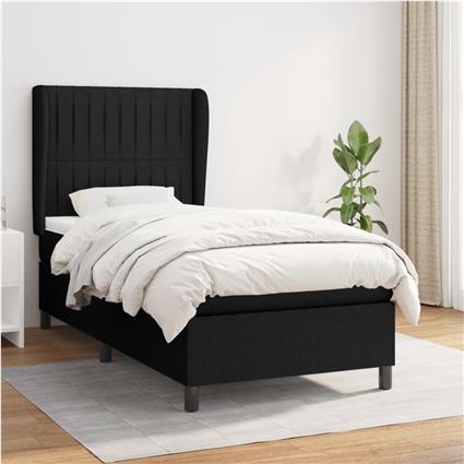 vidaXL Cama com molas/colchão 90x200 cm tecido preto