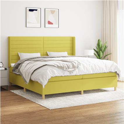 vidaXL Cama com molas/colchão 200x200 cm tecido verde