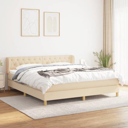 vidaXL Cama com molas/colchão 160x200 cm tecido cor creme