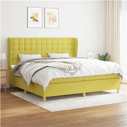 vidaXL Cama com molas/colchão 200x200 cm tecido verde