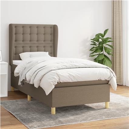 vidaXL Cama com molas/colchão 80x200 cm tecido castanho-acinzentado