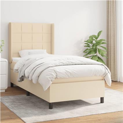 vidaXL Cama com molas/colchão 80x200 cm tecido cor crème