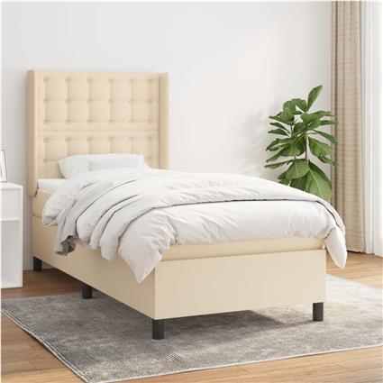 vidaXL Cama com molas/colchão 80x200 cm tecido cor crème