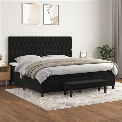 vidaXL Cama com molas/colchão 200x200 cm veludo preto
