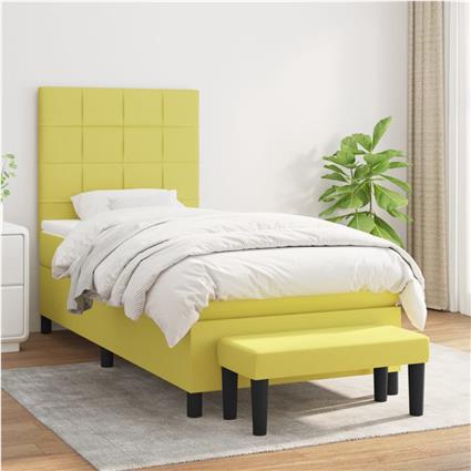 vidaXL Cama com molas/colchão 100x200 cm tecido verde-claro