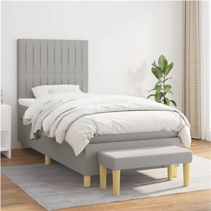 vidaXL Cama com molas/colchão 90x190 cm tecido cinzento-claro