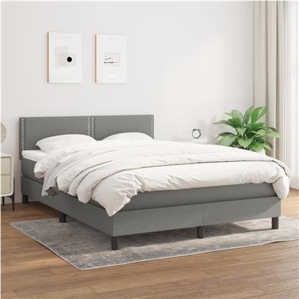 vidaXL Cama com molas/colchão 140x200 cm tecido cinzento-escuro