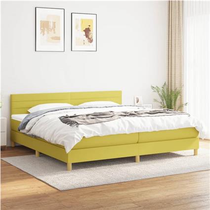 vidaXL Cama com molas/colchão 200x200 cm tecido verde