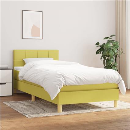 vidaXL Cama com molas/colchão 90x200 cm tecido verde