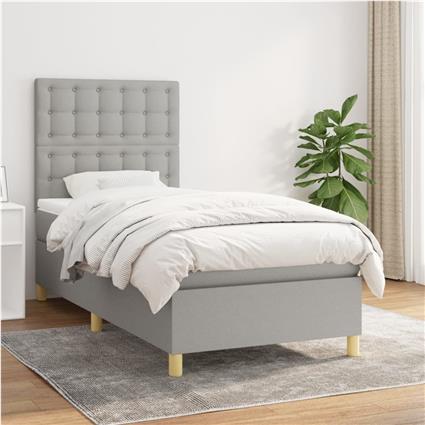 vidaXL Cama com molas/colchão 90x190 cm tecido cinzento-claro