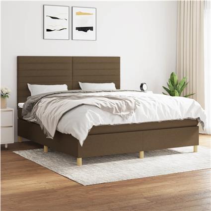vidaXL Cama com molas/colchão 160x200 cm tecido castanho-escuro