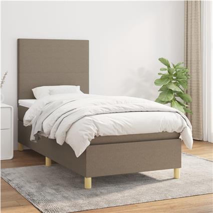 vidaXL Cama com molas/colchão 90x200 cm tecido castanho-acinzentado