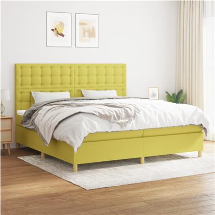vidaXL Cama com molas/colchão 200x200 cm tecido verde