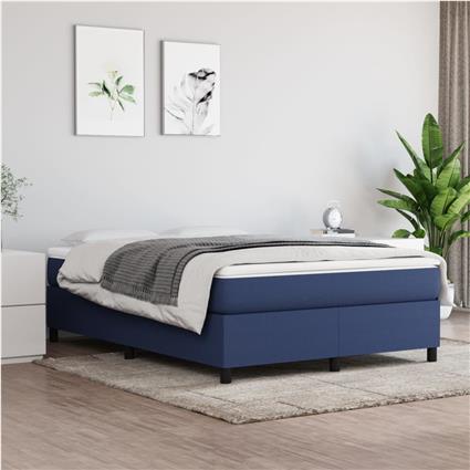 vidaXL Cama com molas/colchão 140x190 cm tecido azul