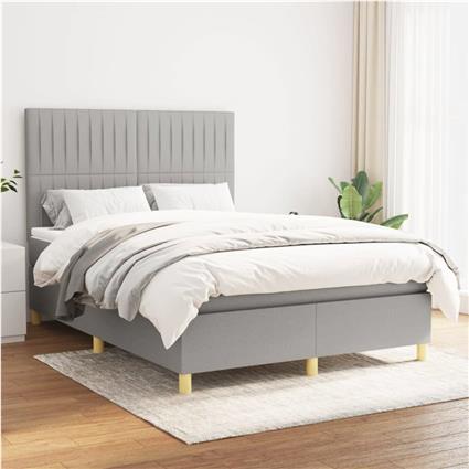 vidaXL Cama com molas/colchão 140x190 cm tecido cinzento-claro