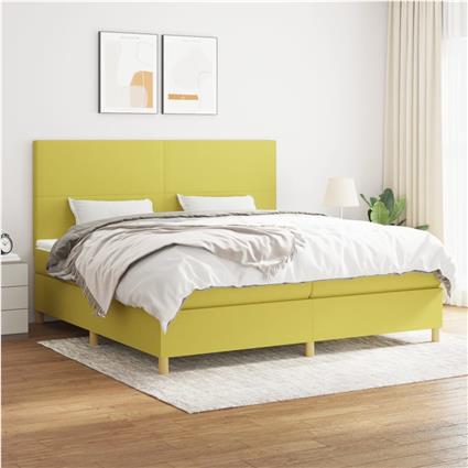 vidaXL Cama com molas/colchão 200x200 cm tecido verde