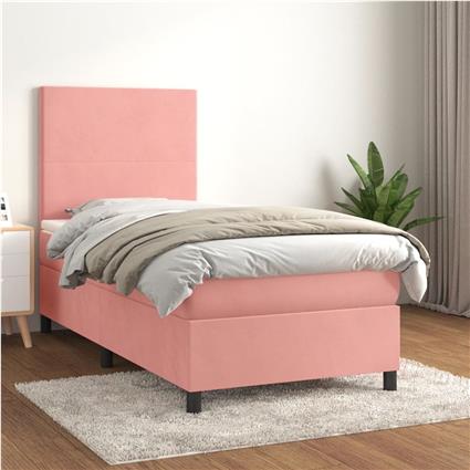 vidaXL Cama com molas/colchão 90x190 cm veludo rosa