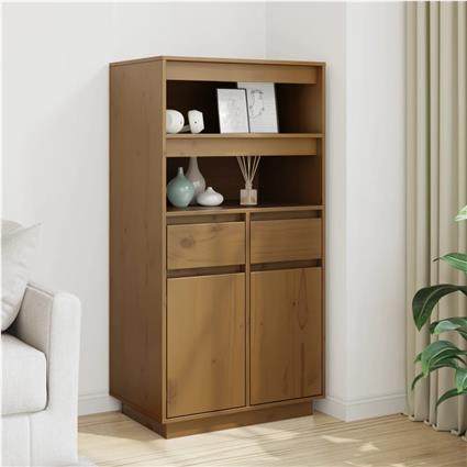 vidaXL Aparador alto 60x40x116,5 cm pinho maciço castanho-mel