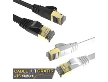 Pacote Máximo de Ligação 2 Cabos Ethernet Planos Cat7 Rj45 32Awg 1M + 15 Flanges Frequência Até 1000 Mhz Pacote Pvc 2 Tamanho 1M