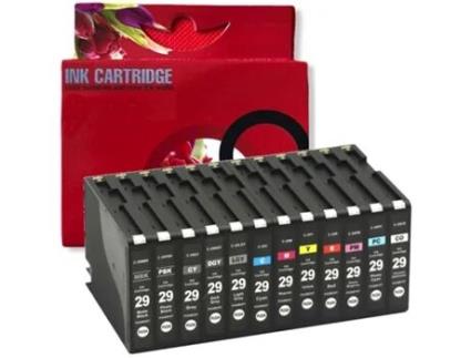 Pack 12 Tinteiros Compatíveis Canon PGI29 Pixma Preto 1 4868B001 Al 4879B001