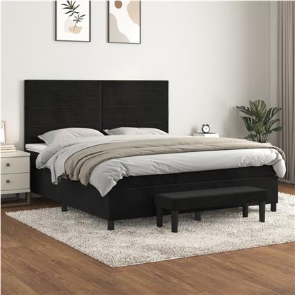 vidaXL Cama com molas/colchão 160x200 cm veludo preto