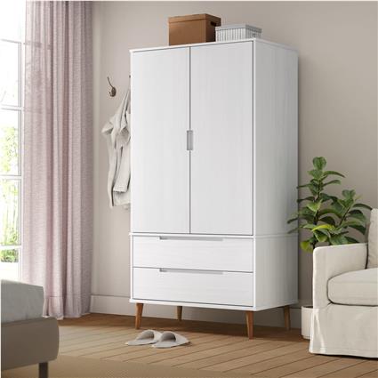 vidaXL Roupeiro 90x55x175 cm madeira de pinho maciça branco