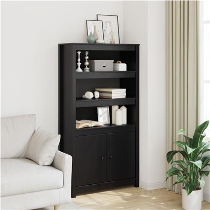 vidaXL Aparador alto 80x35x154 cm madeira de pinho maciça preto