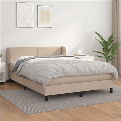 vidaXL Cama com molas/colchão 140x200 cm couro artificial cappuccino