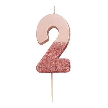 Vela Hb Glitter Nº2 - Rose Gold