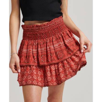 Superdry Vintage Tiered Mini Skirt Rosa L Mulher